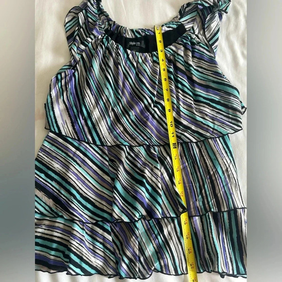 Style & Co. Petite Womens Blouse Striped Short Sleeve PP Multicolor - Picture 7 of 10